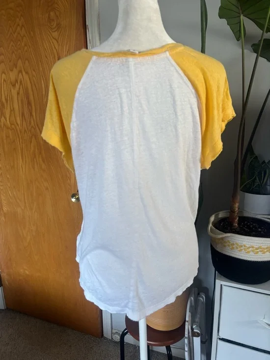 Free People Yellow Sleeve Palm Tree Graphic Tee - Picture 2 of 8